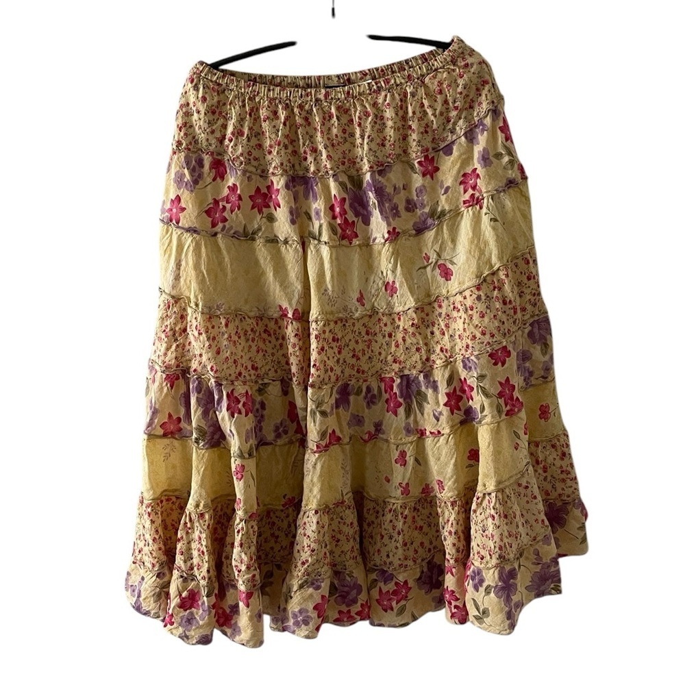 Bila Women Midi Skirt Size S Boho Hippie Retro Colorful Patchwork Paisley Floral